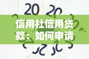 信用社信用贷款：如何申请信用社的无抵押贷款