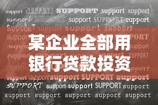 某企业全部用银行贷款投资兴建：企业全贷款投资建设存在哪些风险隐患