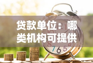 贷款单位：哪类机构可提供资金借贷服务