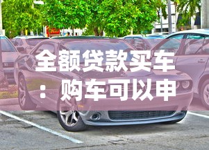 全额贷款买车：购车可以申请零首付贷款吗