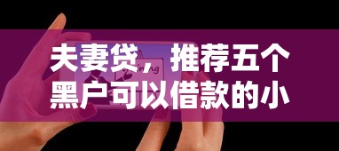 夫妻贷，推荐五个黑户可以借款的小额平台