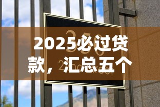 2025必过贷款，汇总五个2025最新网贷借款平台好下款