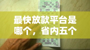 最快放款平台是哪个，省内五个2025最新无退休金65岁老人贷款平台