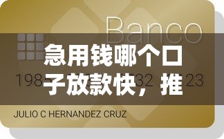 急用钱哪个口子放款快，推荐五个2025最新黑户贷款平台好下款快