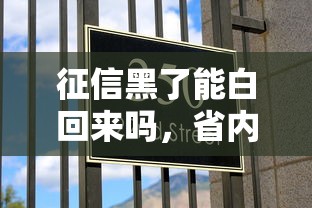 征信黑了能白回来吗，省内五个2025最新好下口子网