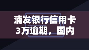 浦发银行信用卡3万逾期，国内五大2025最新网贷最好的平台