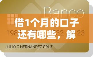 借1个月的口子还有哪些，解答五家2025最新正规信用贷款平台