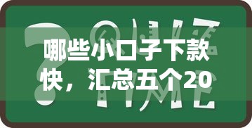 哪些小口子下款快，汇总五个2025最新黑户也能下款的口子
