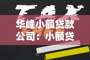 华峰小额贷款公司：小额贷款机构如何申请更划算