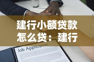 建行小额贷款怎么贷：建行小额借贷申请流程详解