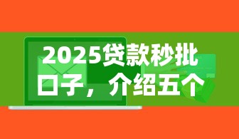 2025贷款秒批口子，介绍五个2025最新借钱周转软件1000