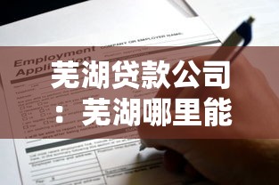 芜湖贷款公司：芜湖哪里能快速申请贷款