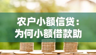 农户小额信贷：为何小额借款助力农村发展