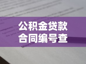 公积金贷款合同编号查询：公积金贷款编号如何快速获取