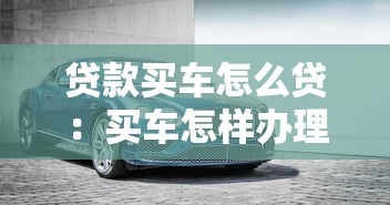 贷款买车怎么贷：买车怎样办理贷款