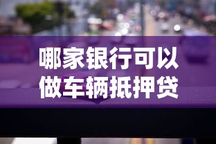 哪家银行可以做车辆抵押贷款：哪些银行支持汽车抵押贷款