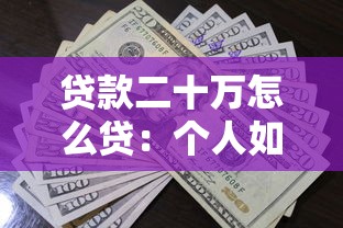 贷款二十万怎么贷：个人如何快速申请20万贷款