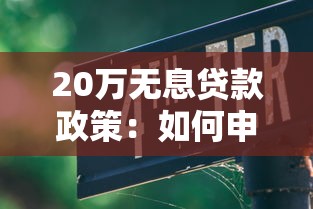 20万无息贷款政策：如何申请20万元免息创业扶持