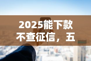 2025能下款不查征信，五大2025最新网贷2000的平台