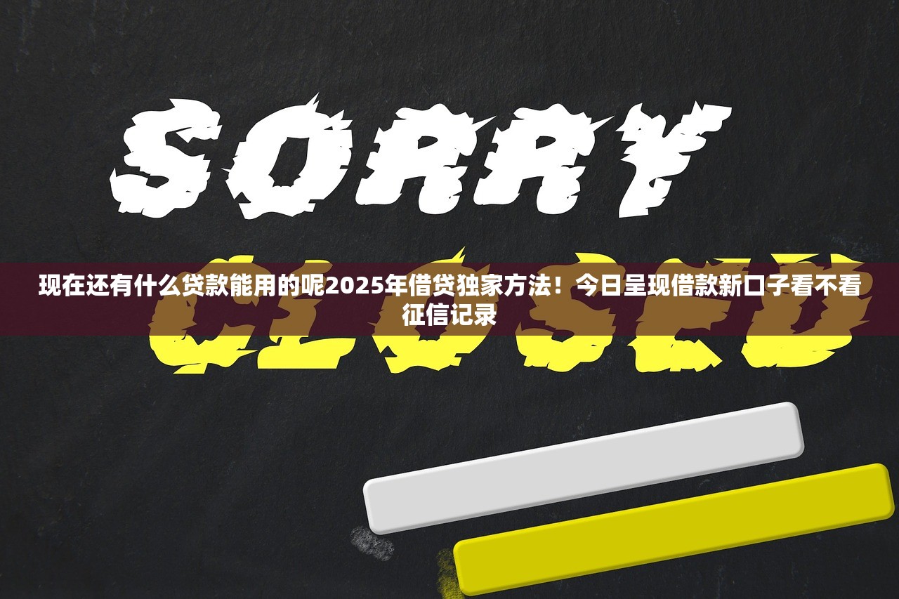 现在还有什么贷款能用的呢2025年借贷独家方法！今日呈现借款新口子看不看征信记录