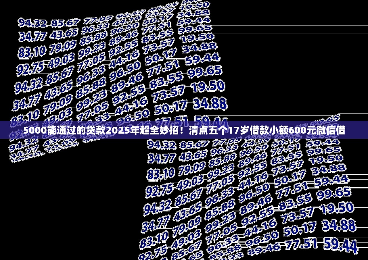5000能通过的贷款2025年超全妙招！清点五个17岁借款小额600元微信借