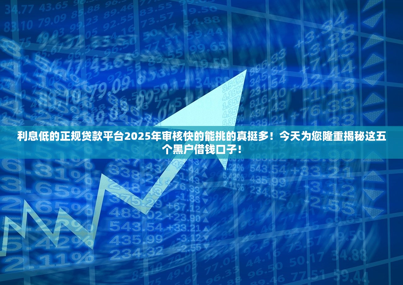 利息低的正规贷款平台2025年审核快的能挑的真挺多！今天为您隆重揭秘这五个黑户借钱口子！