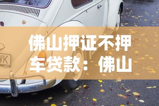 佛山押证不押车贷款：佛山汽车抵押只押绿本如何办理