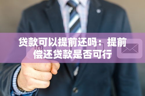贷款可以提前还吗：提前偿还贷款是否可行