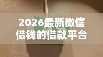 2026最新微信借钱的借款平台（支持微信），6个高炮能下款的口子无私分享