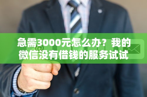 急需3000元怎么办？我的微信没有借钱的服务试试这6个无门槛平台