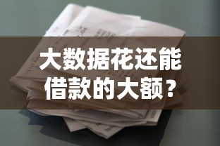 大数据花还能借款的大额？看看这8个贷款平台有没有能下款的