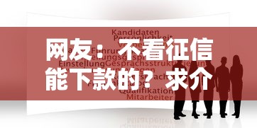 网友：不看征信能下款的？求介绍几款能下款的平台
