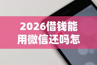 2026借钱能用微信还吗怎么还，差10000元就选这6个平台
