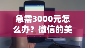 急需3000元怎么办？微信的美团借钱安全吗试试这7个无门槛平台