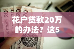 花户贷款20万的办法？这5个不看综合评分的网贷值得一试