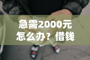 急需2000元怎么办？借钱多久能收到钱呢微信试试这5个无门槛平台