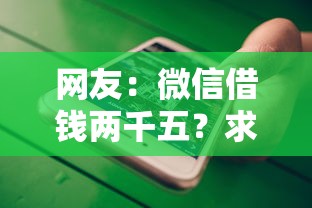 网友：微信借钱两千五？求介绍几款网贷平台不看征信马上通过的