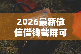 2026最新微信借钱截屏可以吗（支持支付宝），5个征信花还能下款的平台无私分享
