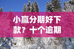 小赢分期好下款？十个逾期也不怕的不用芝麻分能借的app