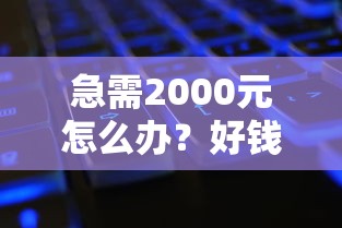 急需2000元怎么办？好钱包还下款吗试试这5个无门槛平台
