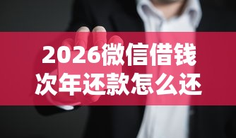 2026微信借钱次年还款怎么还，差1万元就选这8个平台