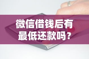 微信借钱后有最低还款吗？盘点最新6个18岁借钱平台