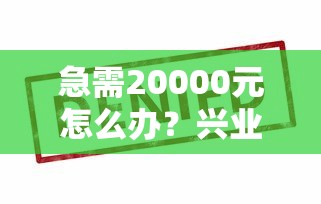 急需20000元怎么办？兴业被拒前兆试试这6个无门槛平台