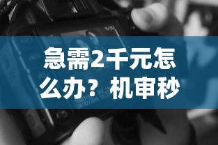 急需2千元怎么办？机审秒过的口子试试这6个无门槛平台