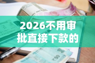 2026不用审批直接下款的小额贷款，差10000元就选这6个平台