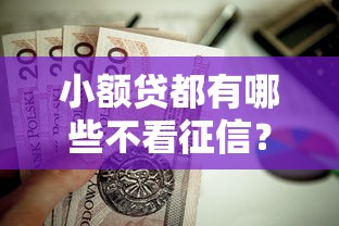 小额贷都有哪些不看征信？这6个不上征信报告的贷款口子值得一试