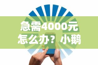 急需4000元怎么办？小鹅好下款吗安全吗试试这8个无门槛平台