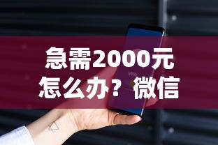 急需2000元怎么办？微信分付借钱安全么吗试试这6个无门槛平台