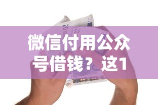 微信付用公众号借钱？这10个黑户也能借款的平台值得一试