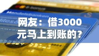 网友：借3000元马上到账的？求介绍几款下载贷款平台